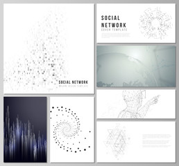 Fototapeta na wymiar The minimalistic abstract vector illustration of the editable layouts of modern social network mockups in popular formats. Technology, science, future concept abstract futuristic backgrounds.