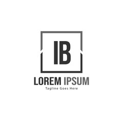 Initial IB logo template with modern frame. Minimalist IB letter logo vector illustration