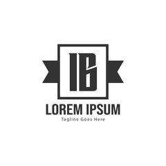 Initial IB logo template with modern frame. Minimalist IB letter logo vector illustration