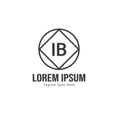 Initial IB logo template with modern frame. Minimalist IB letter logo vector illustration