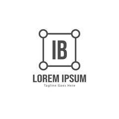 Initial IB logo template with modern frame. Minimalist IB letter logo vector illustration