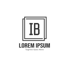 Initial IB logo template with modern frame. Minimalist IB letter logo vector illustration