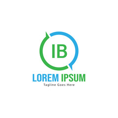 Initial IB logo template with modern frame. Minimalist IB letter logo vector illustration