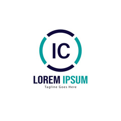 Obraz premium Initial IC logo template with modern frame. Minimalist IC letter logo vector illustration