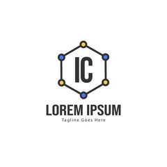 Initial IC logo template with modern frame. Minimalist IC letter logo vector illustration