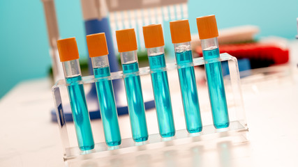 Test tubes and flasks in a chemical laboratory