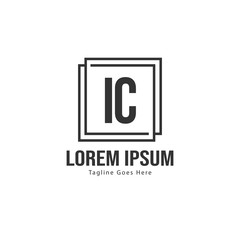 Initial IC logo template with modern frame. Minimalist IC letter logo vector illustration