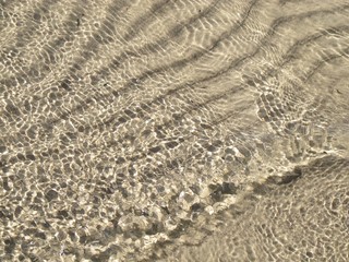 Fototapeta na wymiar Kleine Wellen am Strand mit Lichtreflexen