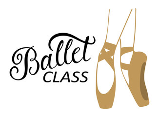 Ballet class logo calligraphy design. Vector lettering.