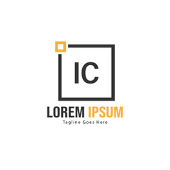 Initial IC logo template with modern frame. Minimalist IC letter logo vector illustration