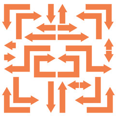 Set of flat square arrows isolated on white background