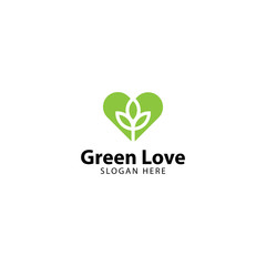 Green Love Logo Design Vector