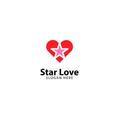 Star Love Logo Design Vector