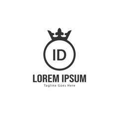 Initial ID logo template with modern frame. Minimalist ID letter logo vector illustration