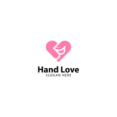 Hand Love Logo Design Vector