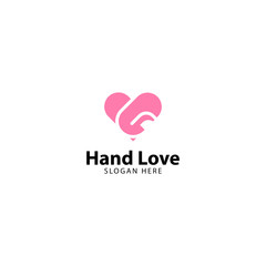 Hand Love Logo Design Vector