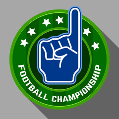 Isolated football blank emblem with a foam hand - Vector