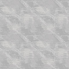 Fototapeta premium Gray grunge seamless pattern with abstract hand drawn brush strokes and paint splashes. Messy infinity texture, modern grungy background. Vector illustration. 