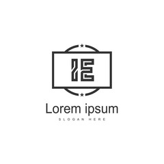 Initial IE logo template with modern frame. Minimalist IE letter logo vector illustration