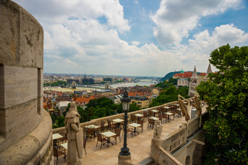 Budapest, Hungary: Fisherman Bastion. Beautiful top view of the city