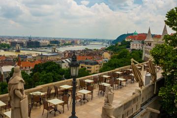 Budapest, Hungary: Fisherman Bastion. Beautiful top view of the city