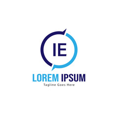 Fototapeta premium Initial IE logo template with modern frame. Minimalist IE letter logo vector illustration