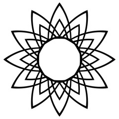 Fototapeta premium Mandala isolated on white background. Ornamental black round doodle flower isolated on white background. Black outline mandala. Geometric circle element. Vector illustration.