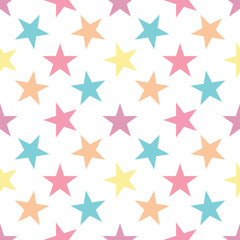 Seamless pattern with stars on white background. Vector illustration.