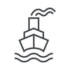 Line icon with steamship - obrazy, fototapety, plakaty
