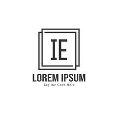Initial IE logo template with modern frame. Minimalist IE letter logo vector illustration