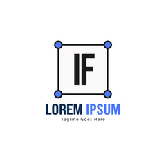 Initial IF logo template with modern frame. Minimalist IF letter logo vector illustration