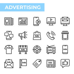 Advertising Icon Set, outline style