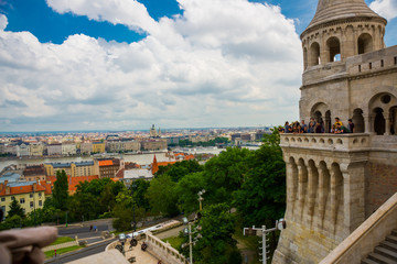 Budapest, Hungary: Fisherman Bastion. Beautiful top view of the city