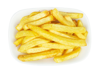 French fries isolated on white background from top view