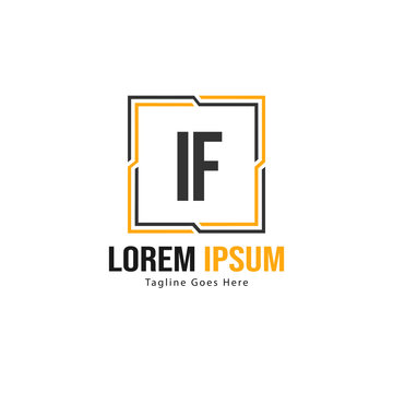 Initial IF logo template with modern frame. Minimalist IF letter logo vector illustration