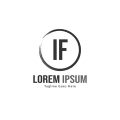 Initial IF logo template with modern frame. Minimalist IF letter logo vector illustration