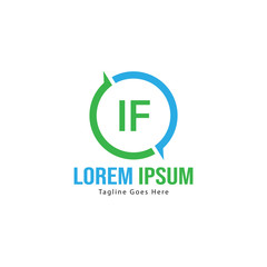 Initial IF logo template with modern frame. Minimalist IF letter logo vector illustration