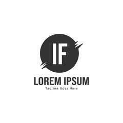 Initial IF logo template with modern frame. Minimalist IF letter logo vector illustration