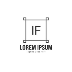 Initial IF logo template with modern frame. Minimalist IF letter logo vector illustration
