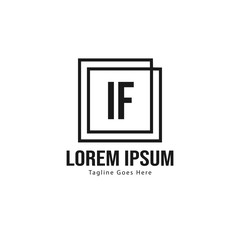 Initial IF logo template with modern frame. Minimalist IF letter logo vector illustration