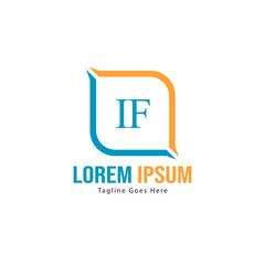Fototapeta premium Initial IF logo template with modern frame. Minimalist IF letter logo vector illustration