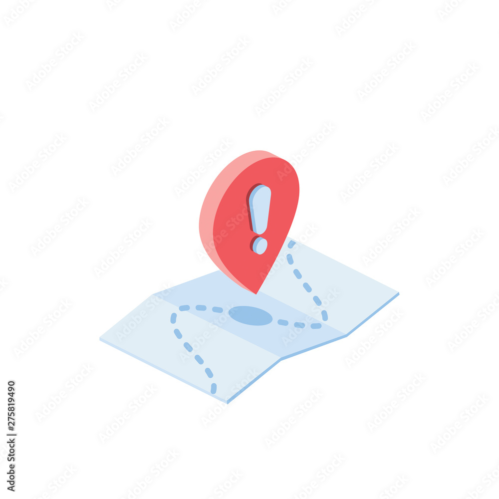 Poster pin location info, map marker gps, pointer. vector 3d isometric color icon new flat style. creative 