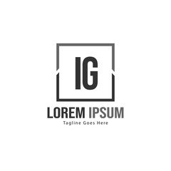 Initial IG logo template with modern frame. Minimalist IG letter logo vector illustration