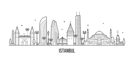 Obraz premium Istanbul skyline Turkey illustration city a vector