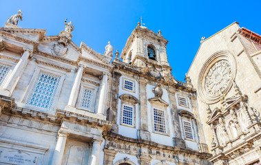 Fototapeta premium Church of the Venerable Third Order of St. Francis (left) and Church of Saint Francis (Igreja de Sao Francisco) in Porto city, Portugal.