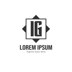 Initial IG logo template with modern frame. Minimalist IG letter logo vector illustration