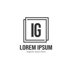 Initial IG logo template with modern frame. Minimalist IG letter logo vector illustration