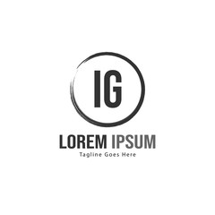 Initial IG logo template with modern frame. Minimalist IG letter logo vector illustration
