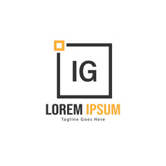 Initial IG logo template with modern frame. Minimalist IG letter logo vector illustration