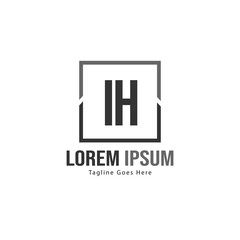 Initial IH logo template with modern frame. Minimalist IH letter logo vector illustration